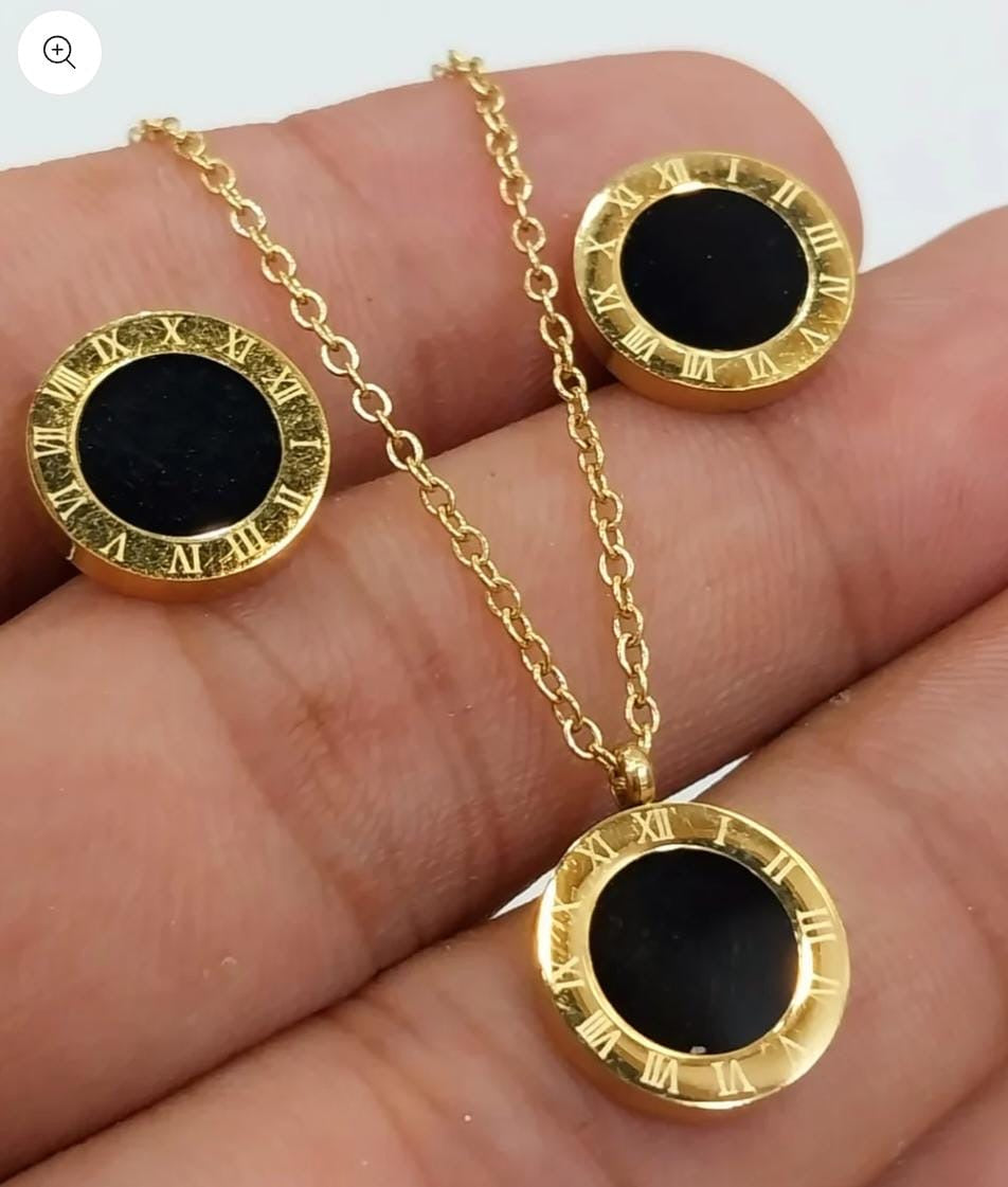 Bulgari-Inspired Roman Number Stainless Steel Jewelry Set