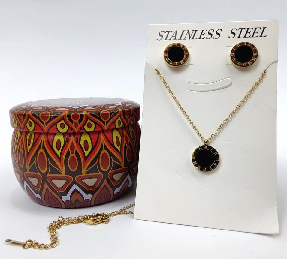 Bulgari-Inspired Roman Number Stainless Steel Jewelry Set